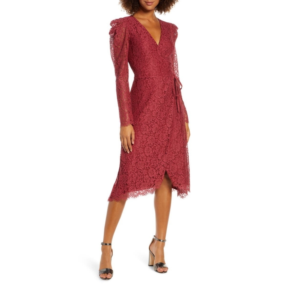 Ali & Jay Hollywood Heights midi lace wrap dress